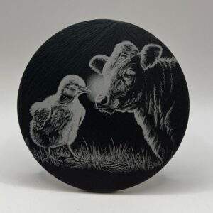 Ku og Kylling - Skifer Glassbrikker 4pk.