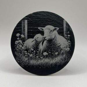 Sau og Lam - Skifer Glassbrikker 4pk.